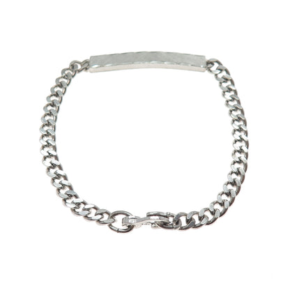 925 Sterling Silver Antique Art Deco Cuban Link ID Bracelet 6.75"