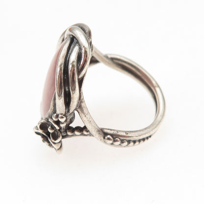 Pandora 925 Sterling Silver Real Rhodonite Wanda's Garden Ring Size 5