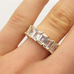 925 Sterling Silver Gold Plated Emerald-Cut C Z Band Ring Size 6.75