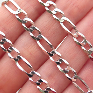 P. Lux 925 Sterling Silver Italy Figaro Chain Necklace 20"