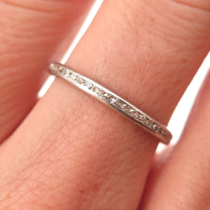 Platinum Antique Art Deco Real Diamond Stackable Eternity Band Ring Size 7