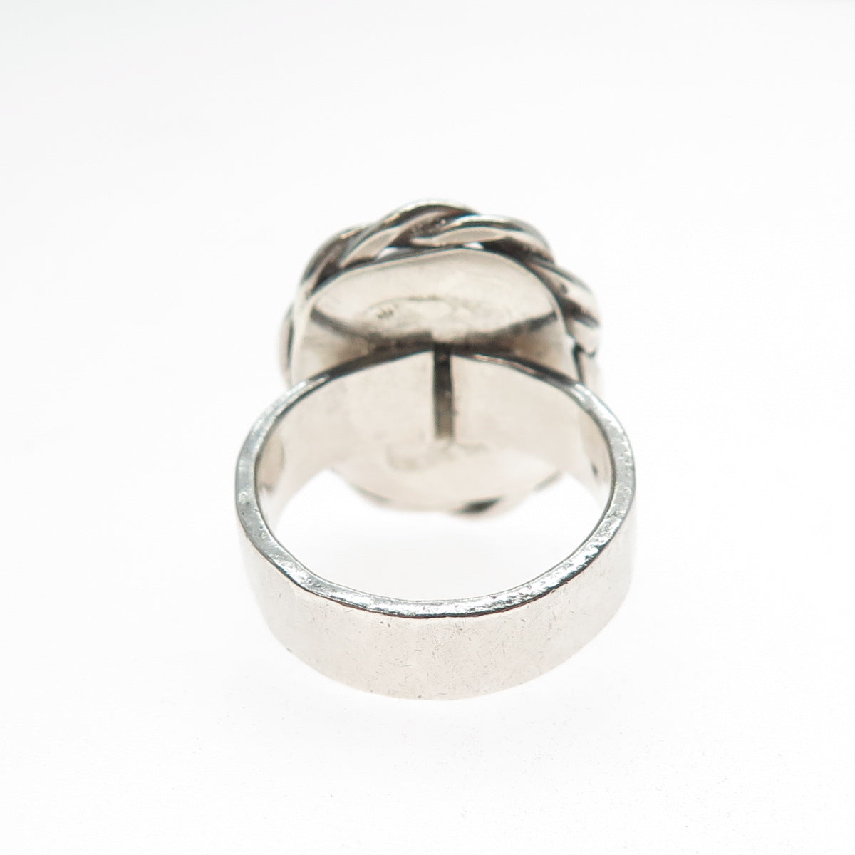 925 Sterling Silver Vintage Real Black Onyx Modernist Ring Size 6.75