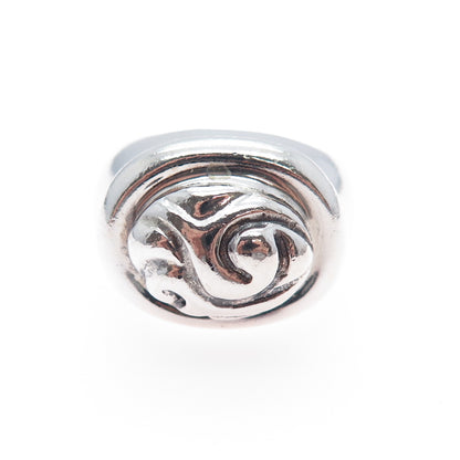 ZINA 925 Sterling Silver Vintage Modernist Wave Oxidized Ring Size 6