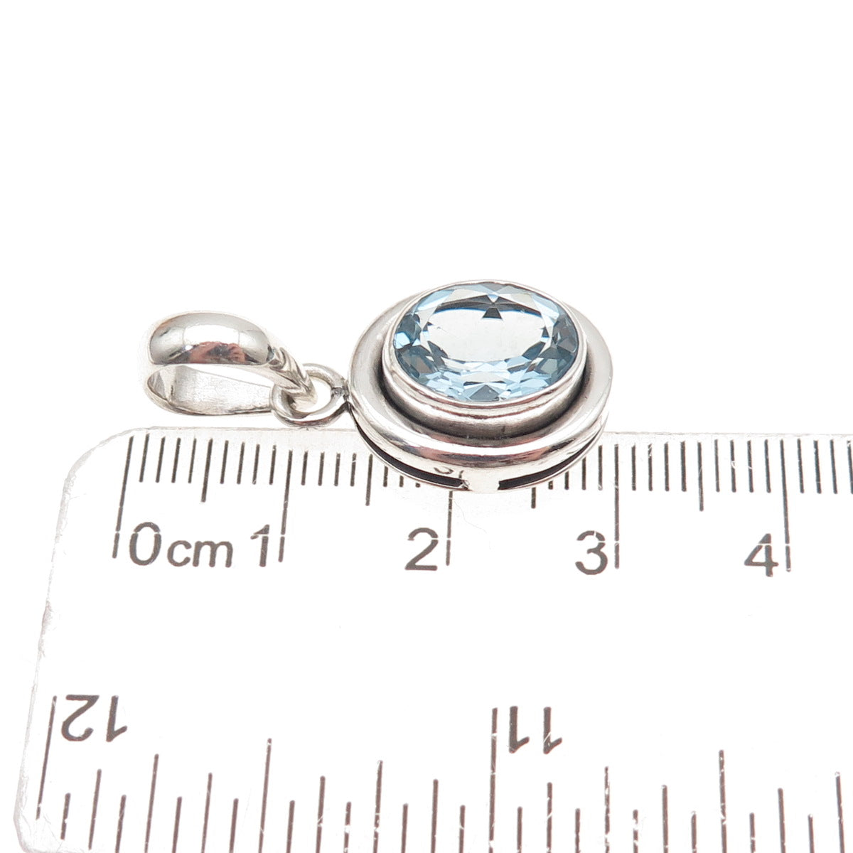 Silpada 925 Sterling Silver Vintage Real Oval-Cut Blue Topaz Charm Pendant