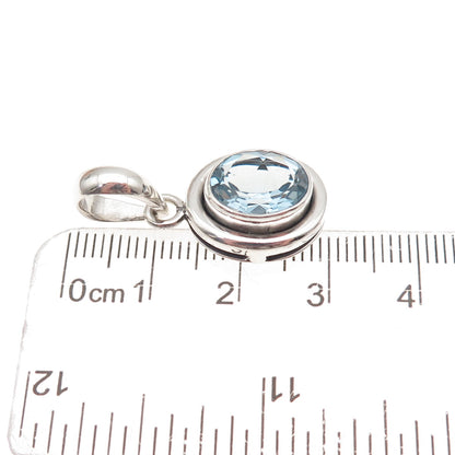 Silpada 925 Sterling Silver Vintage Real Oval-Cut Blue Topaz Charm Pendant