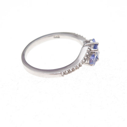 Chuck Clemency 925 Sterling Silver Real Tanzanite & White Topaz Ring Size 8.25