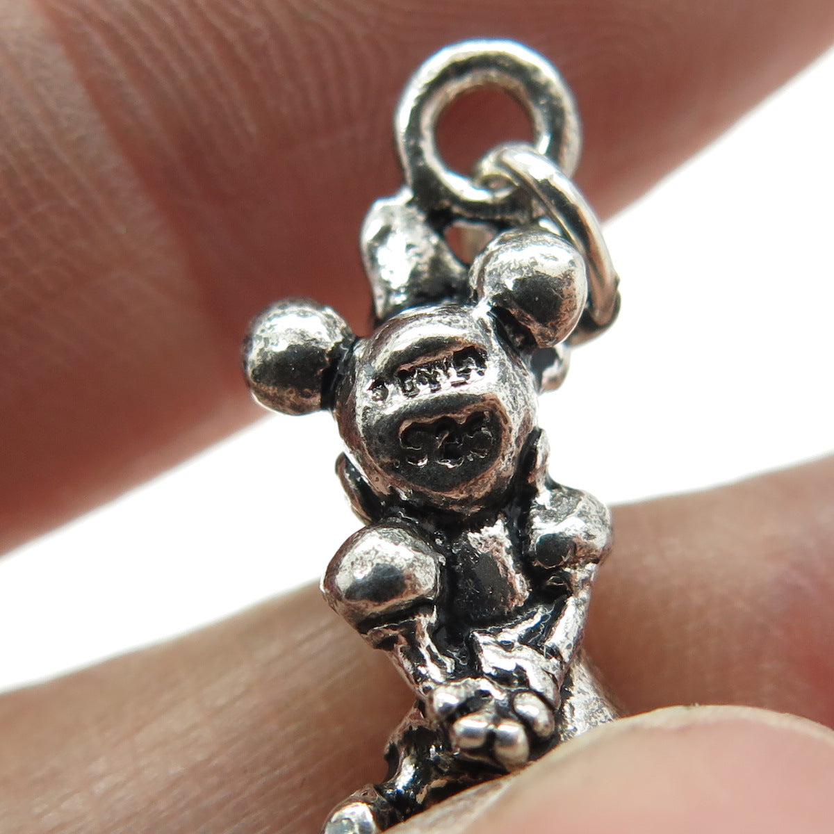 DISNEY 925 Sterling Silver Vintage Minnie Mouse 3D Charm Pendant