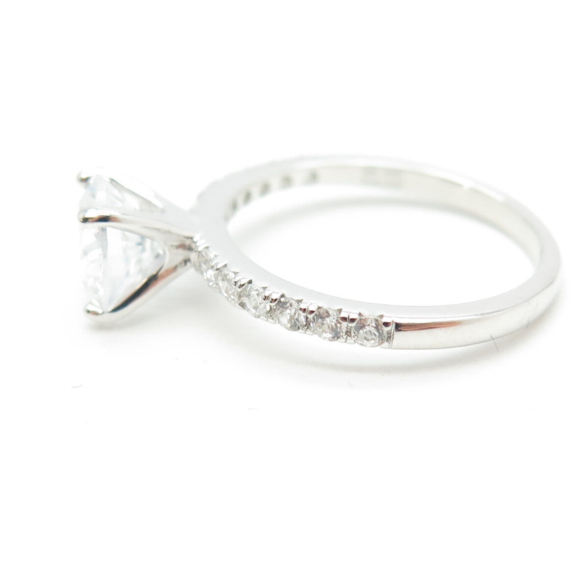 HAN 925 Sterling Silver Round-Cut Shaped C Z Engagement Ring Size 7