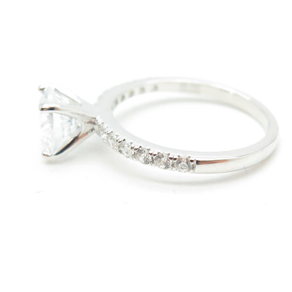 HAN 925 Sterling Silver Round-Cut Shaped C Z Engagement Ring Size 7