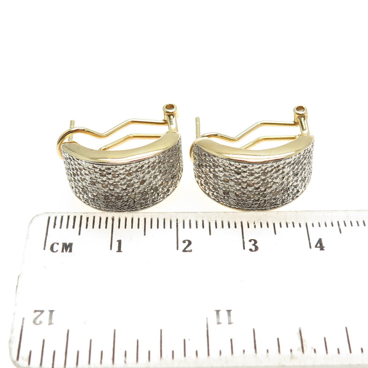 DBJ DEE BERKLE 925 Sterling Silver Gold Plated Real Diamond Omega Back Earrings