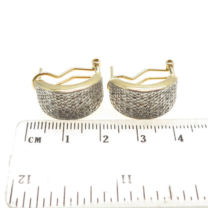 DBJ DEE BERKLE 925 Sterling Silver Gold Plated Real Diamond Omega Back Earrings