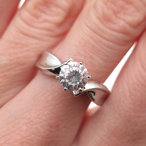 925 Sterling Silver Round-Cut C Z Engagement Bypass Ring Size 7.25