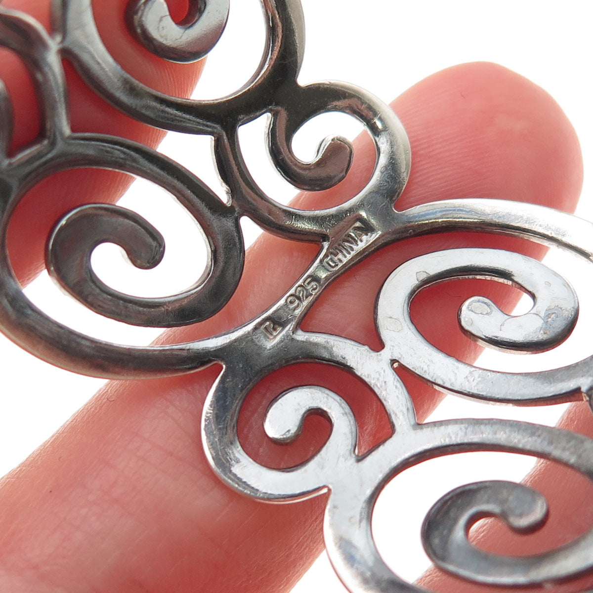 ROSS SIMONS Sterling Silver Vintage Modernist Swirl Adjustable Bracelet 6.75"