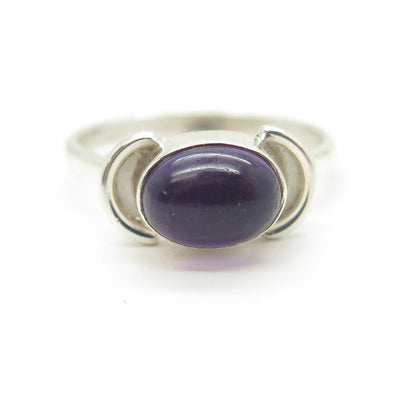 925 Sterling Silver Vintage Real Amethyst Gemstone Ring Size 6