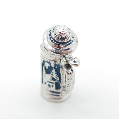 CROWN SILVER 925 Sterling Silver Antique Enamel Proposal Beer Stein Pendant