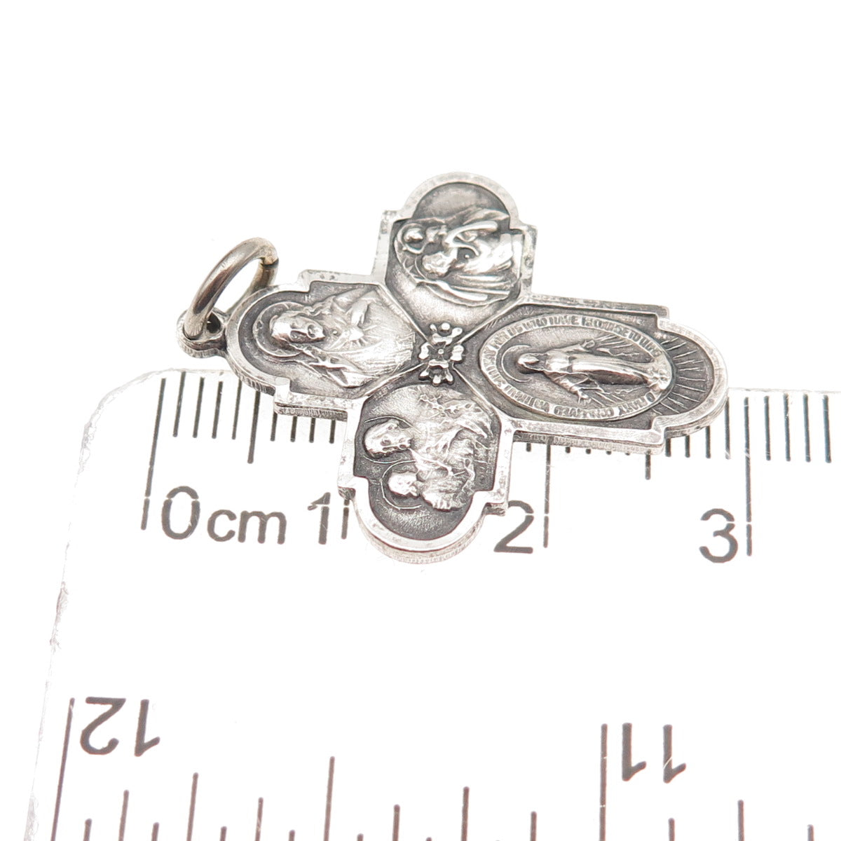 Bliss 925 Sterling Silver Antique Art Deco 4-Way Cross Catholic Charm Pendant