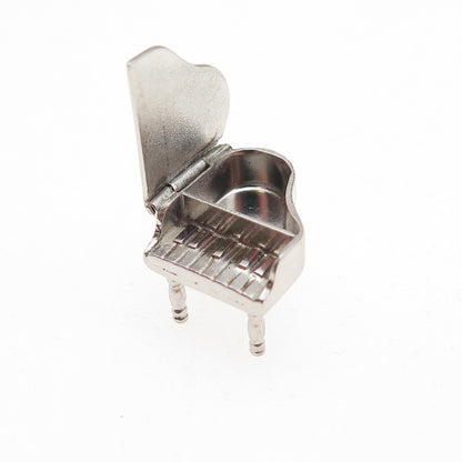 925 Sterling Silver Vintage Grand Piano 3D Mini Open Charm Pendant