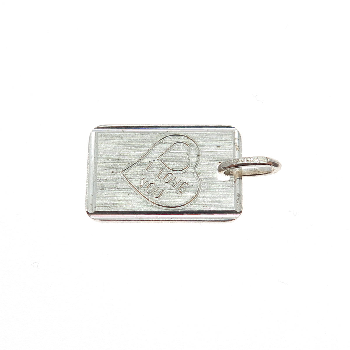 925 Sterling Silver Vintage Italy Engraved I Love You Tag Charm Pendant