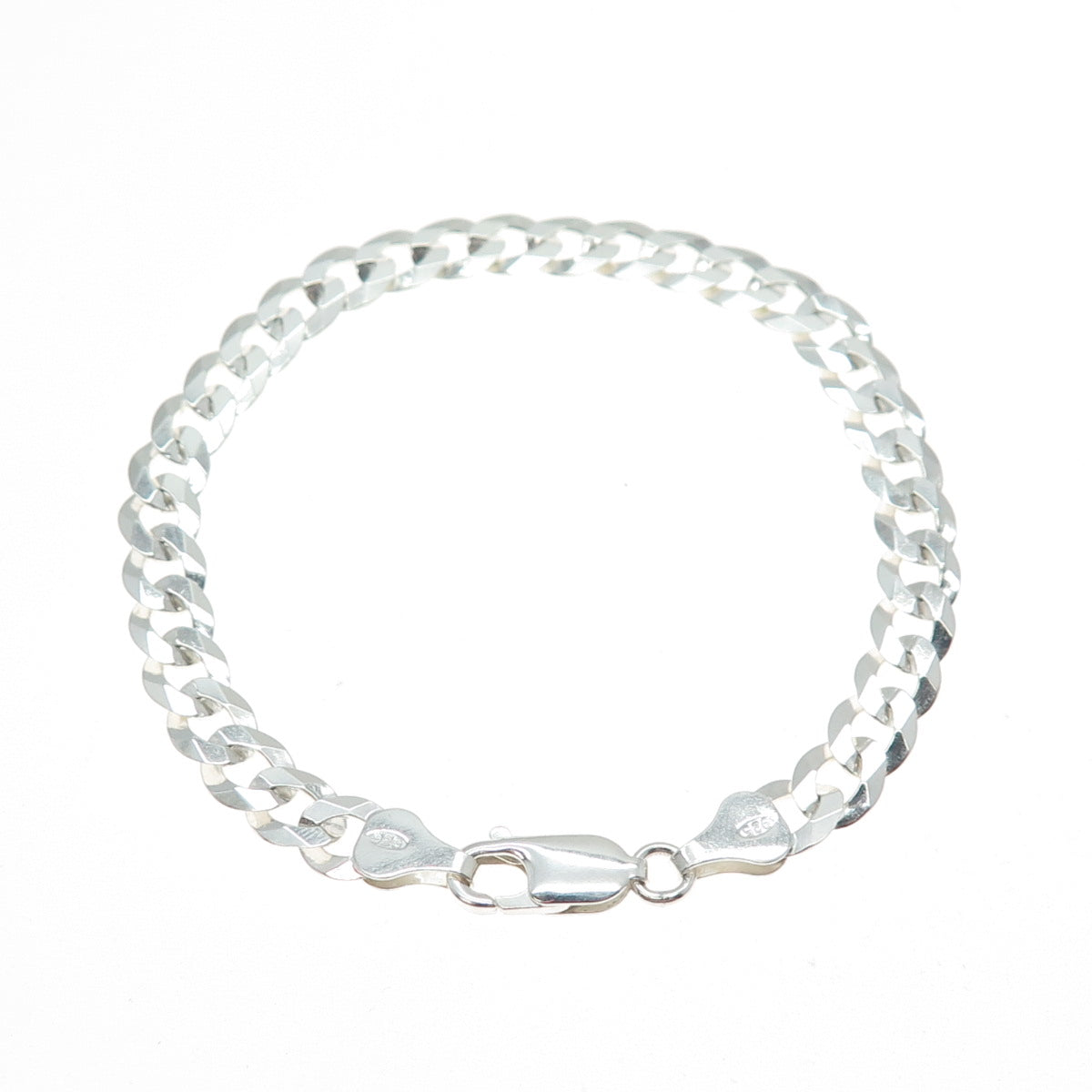925 Sterling Silver Vintage Italy Curb Link Bracelet 7"