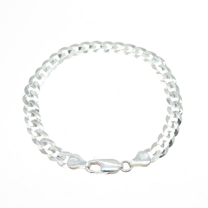 925 Sterling Silver Vintage Italy Curb Link Bracelet 7"