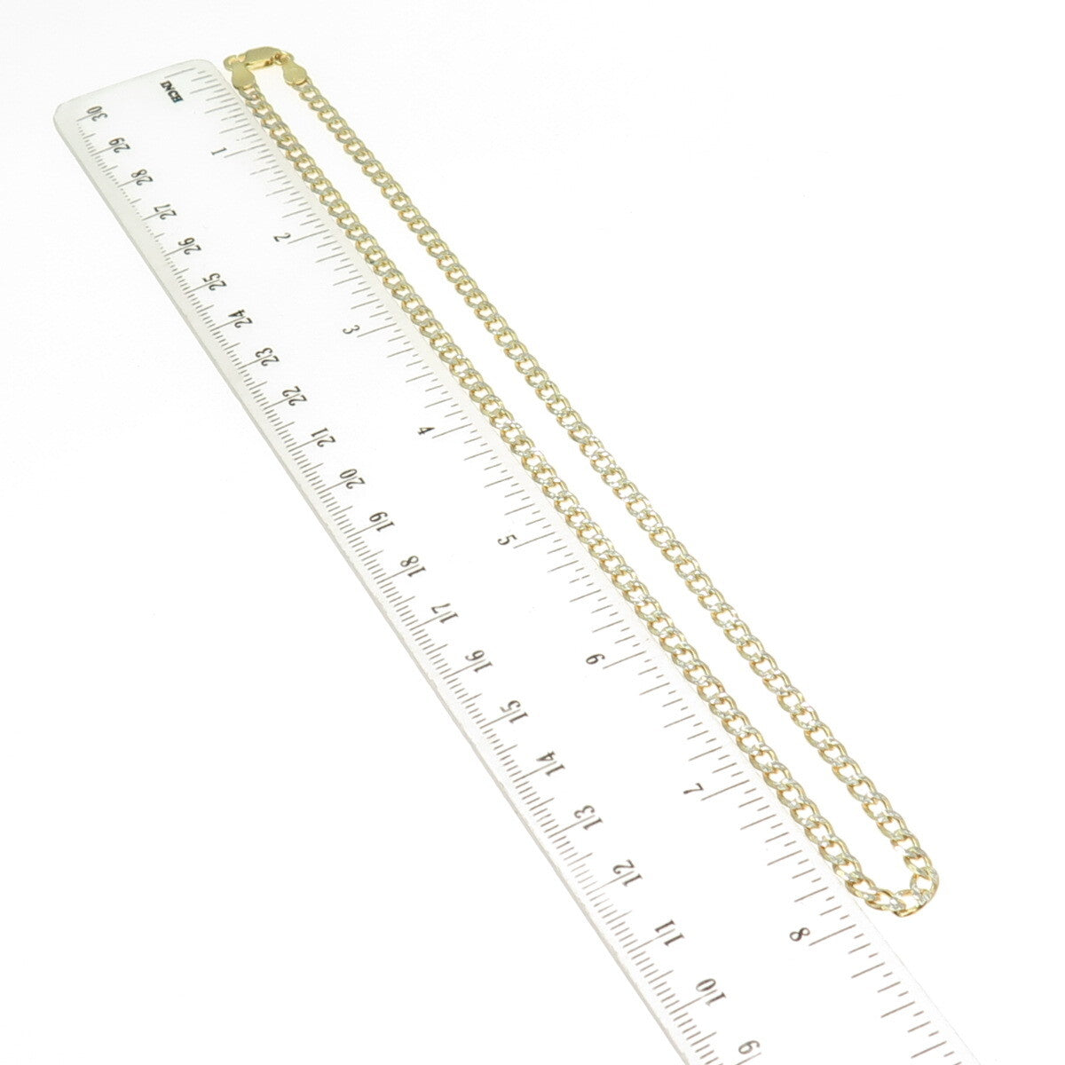 P. LUX 925 Sterling Silver 2-Tone Italy Diamond-Cut Curb Chain Necklace 16"