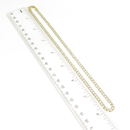 P. LUX 925 Sterling Silver 2-Tone Italy Diamond-Cut Curb Chain Necklace 16"