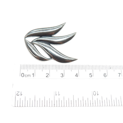 925 Sterling Silver Vintage Modernist Floral Oxidized Pin Brooch