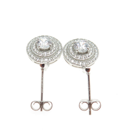 925 Sterling Silver Round-Cut C Z Drop Dangling Earrings