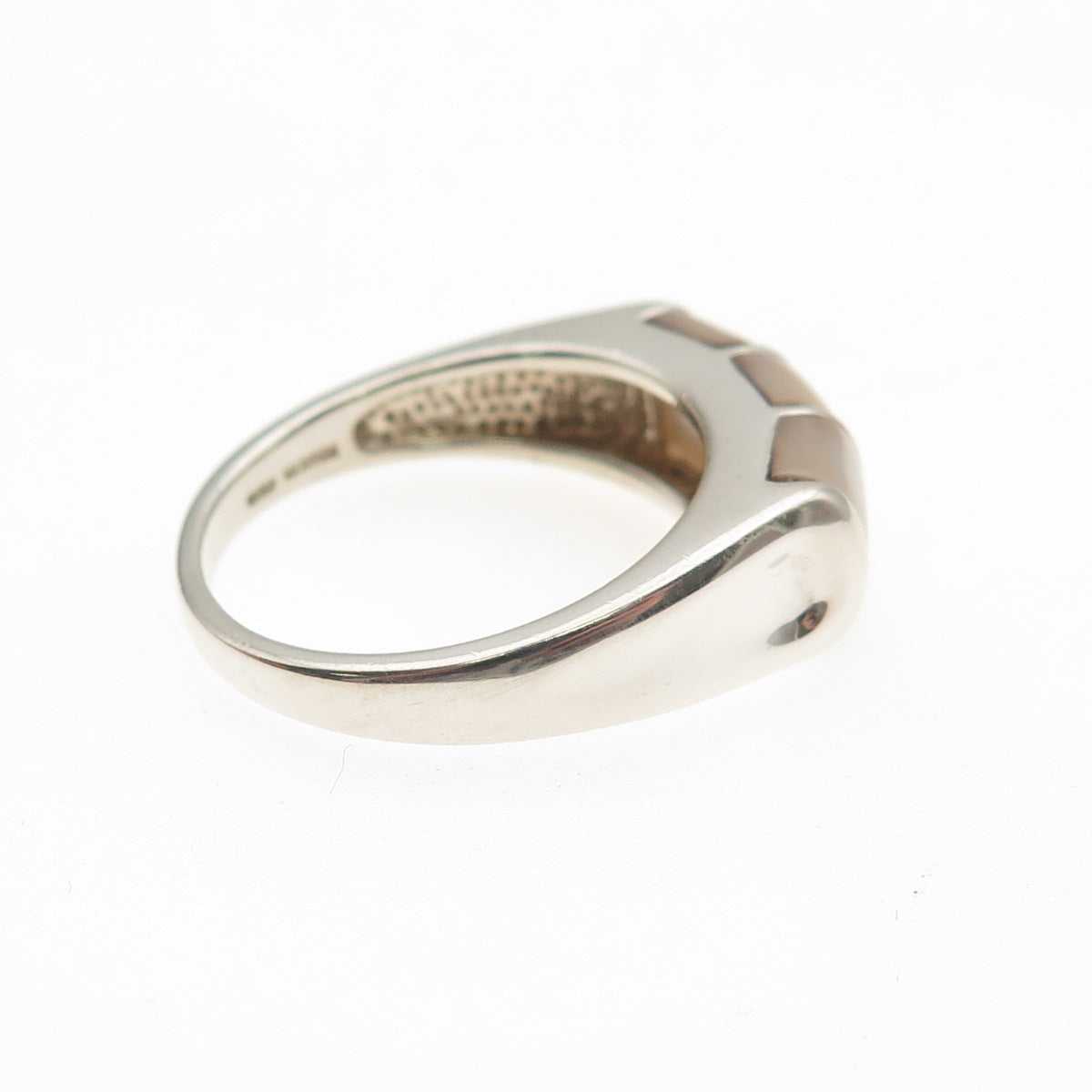 Michelle Albala 925 Sterling Silver Vintage Real MOP Modernist Ring Size 10