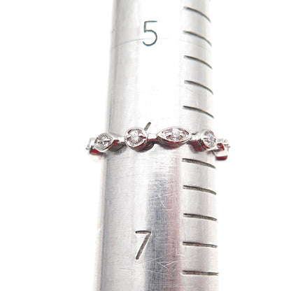 925 Sterling Silver Round-Cut C Z Eternity Stackable Band Ring Size 6