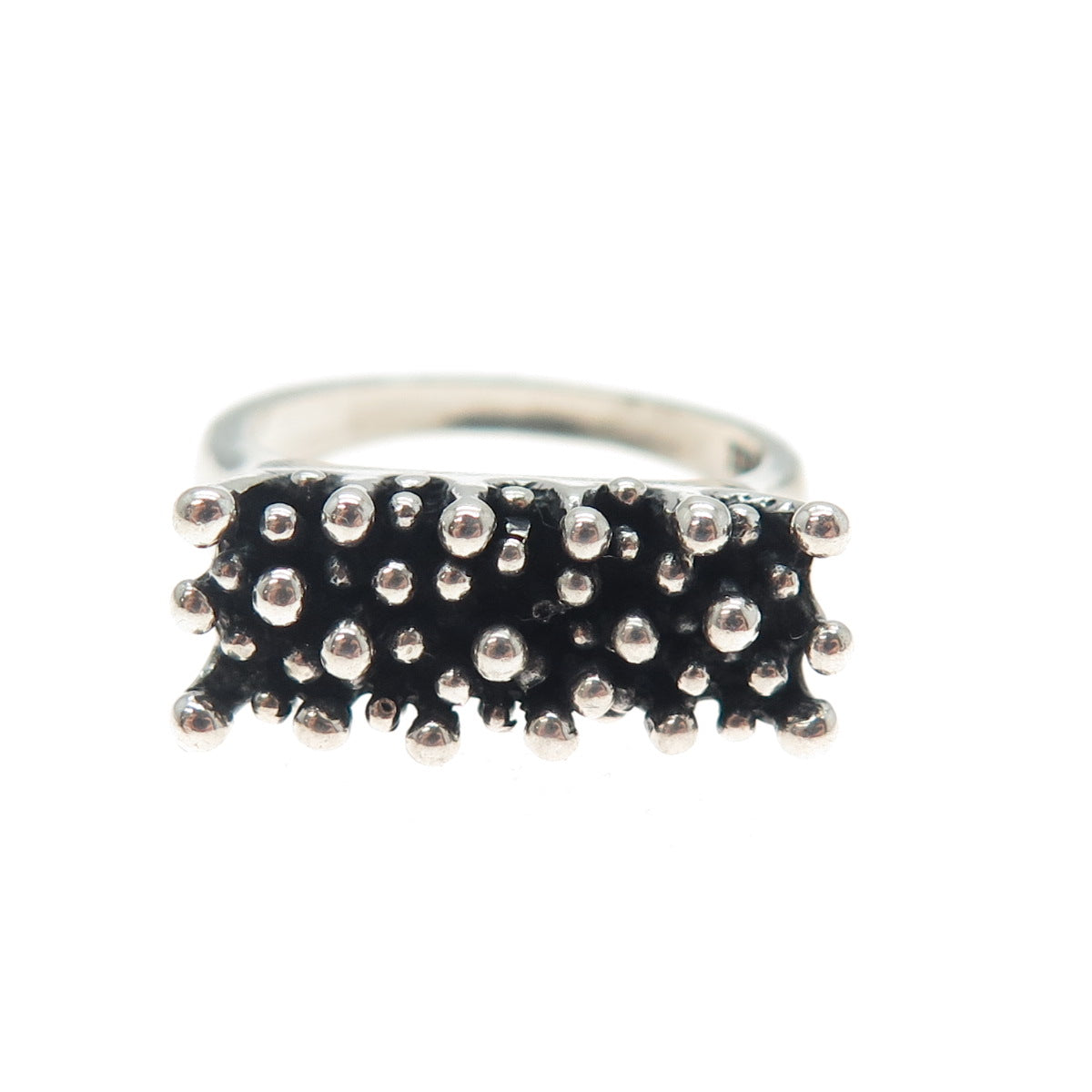 TOUSSIER 925 Sterling Silver Vintage Granulated Oxidized Ring Size 6.75
