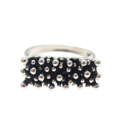 TOUSSIER 925 Sterling Silver Vintage Granulated Oxidized Ring Size 6.75