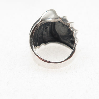 925 Sterling Silver Vintage Mexico Modernist Oxidized Ring Size 7.5