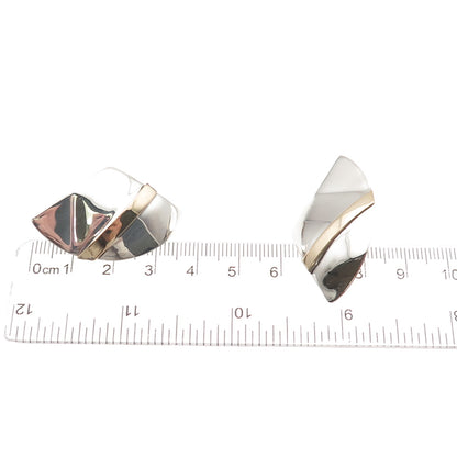Victoria Creations 925 Sterling Silver 2-Tone Vintage Modernist Earrings