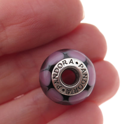 Pandora 925 Sterling Silver Murano Glass Slide Bead Charm