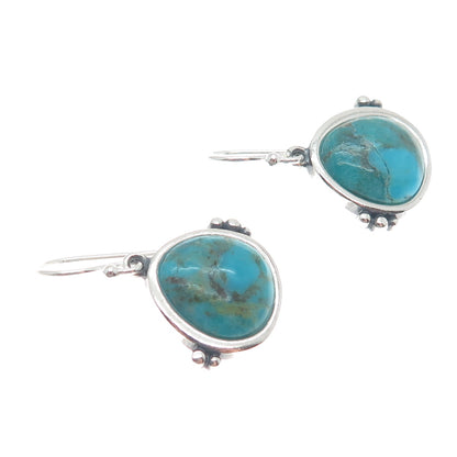 DESERT WIND 925 Sterling Silver Southwestern Real Turquoise Dangle Earrings