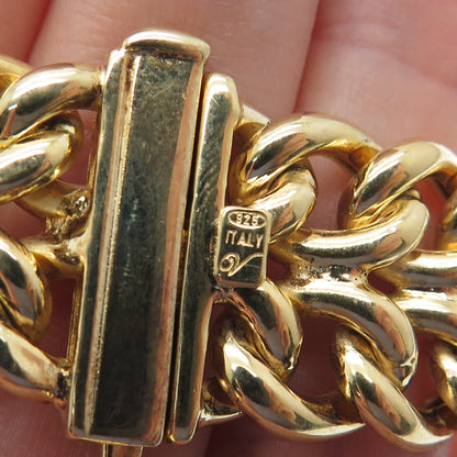 GIOIELLI DI VALENZA Sterling Gold Plated Vintage Double Curb Link Bracelet 7.25"