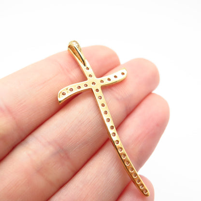 925 Sterling Silver Gold Plated C Z Cross Slide Pendant