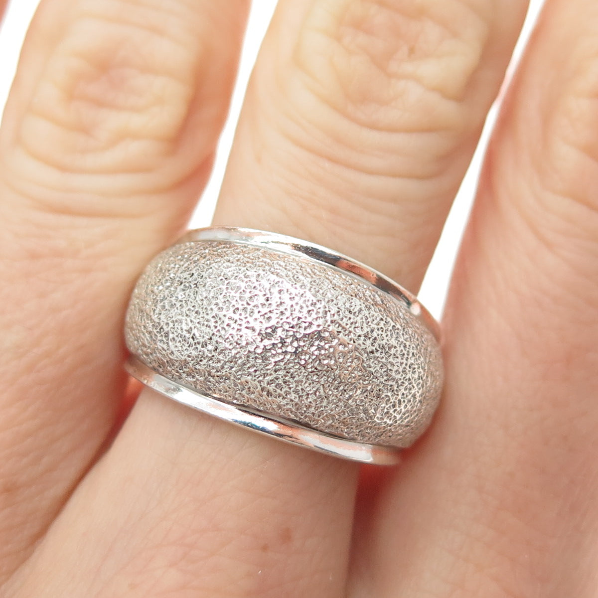 CHARLES WINSTON 925 Sterling Silver Vintage Modernist Dome Ring Size 8