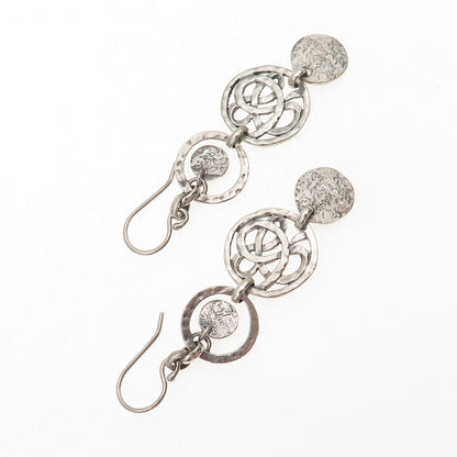Silpada 925 Sterling Silver Vintage Celtic Disc Oxidized Dangle Earrings