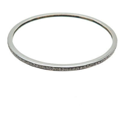 925 Sterling Silver Vintage Real Round-Cut Citrine Bangle Bracelet 8"