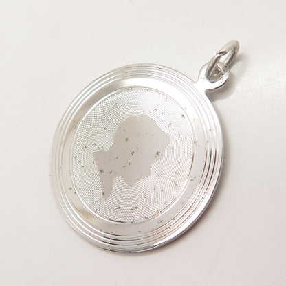 925 Sterling Silver Vintage Man Profile Round Pendant
