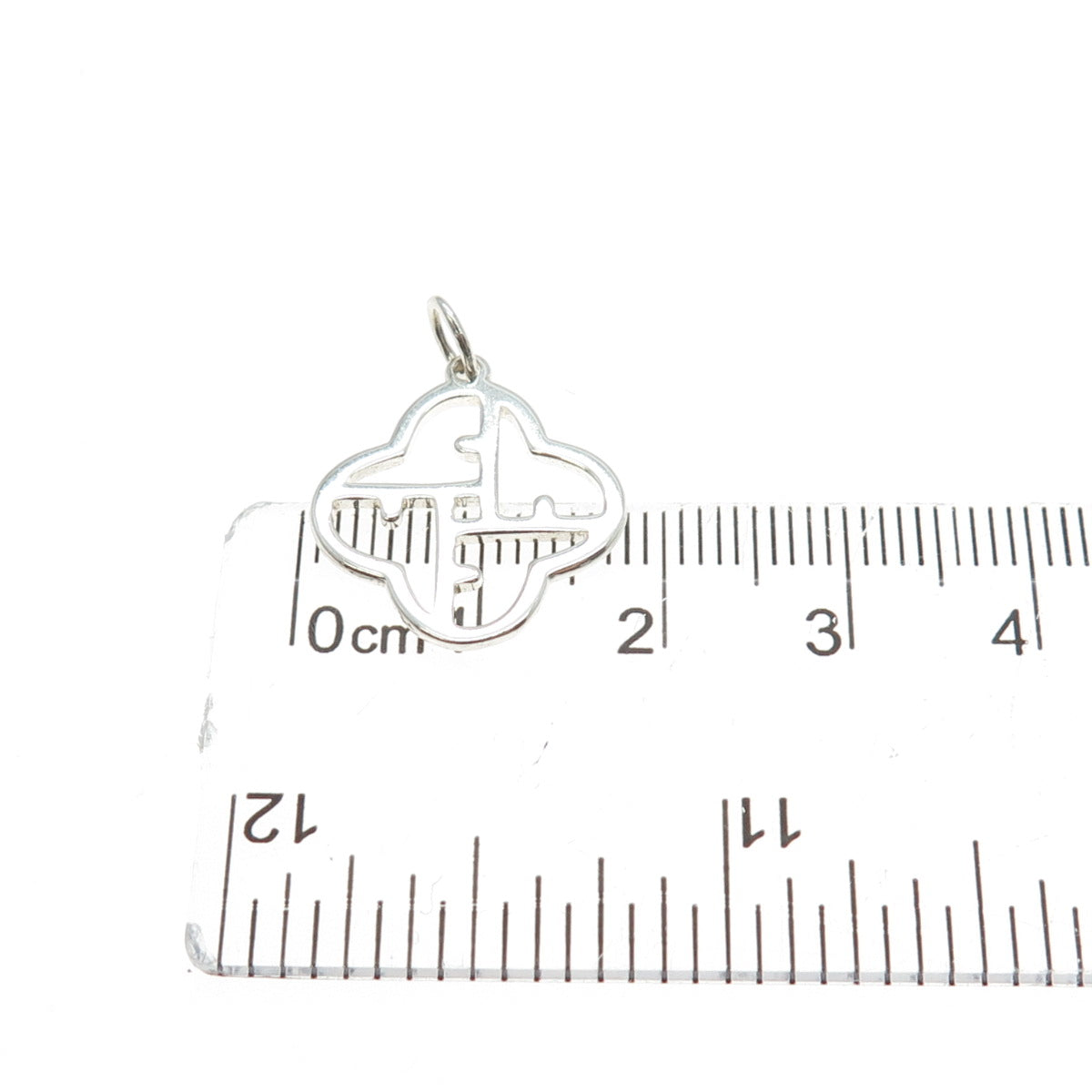 925 Sterling Silver Vintage Clover Letter F Alphabet Minimalist Charm Pendant