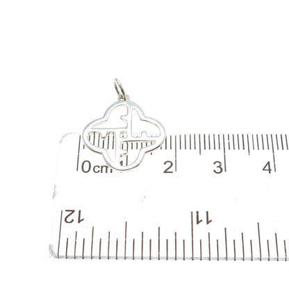 925 Sterling Silver Vintage Clover Letter F Alphabet Minimalist Charm Pendant