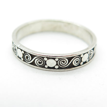 925 Sterling Silver Vintage Spiral Oxidized Band Ring Size 8.25