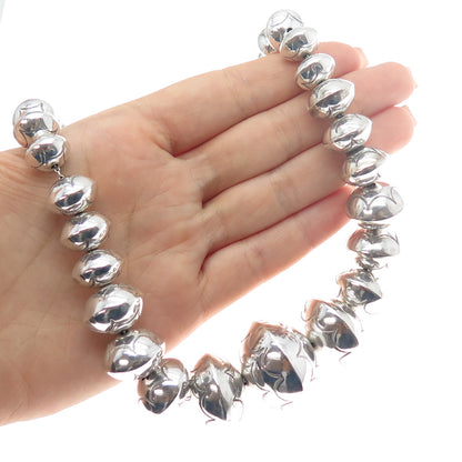 Old Pawn 925 Sterling Silver Vintage Navajo Pearl Graduated Beads Necklace 24"