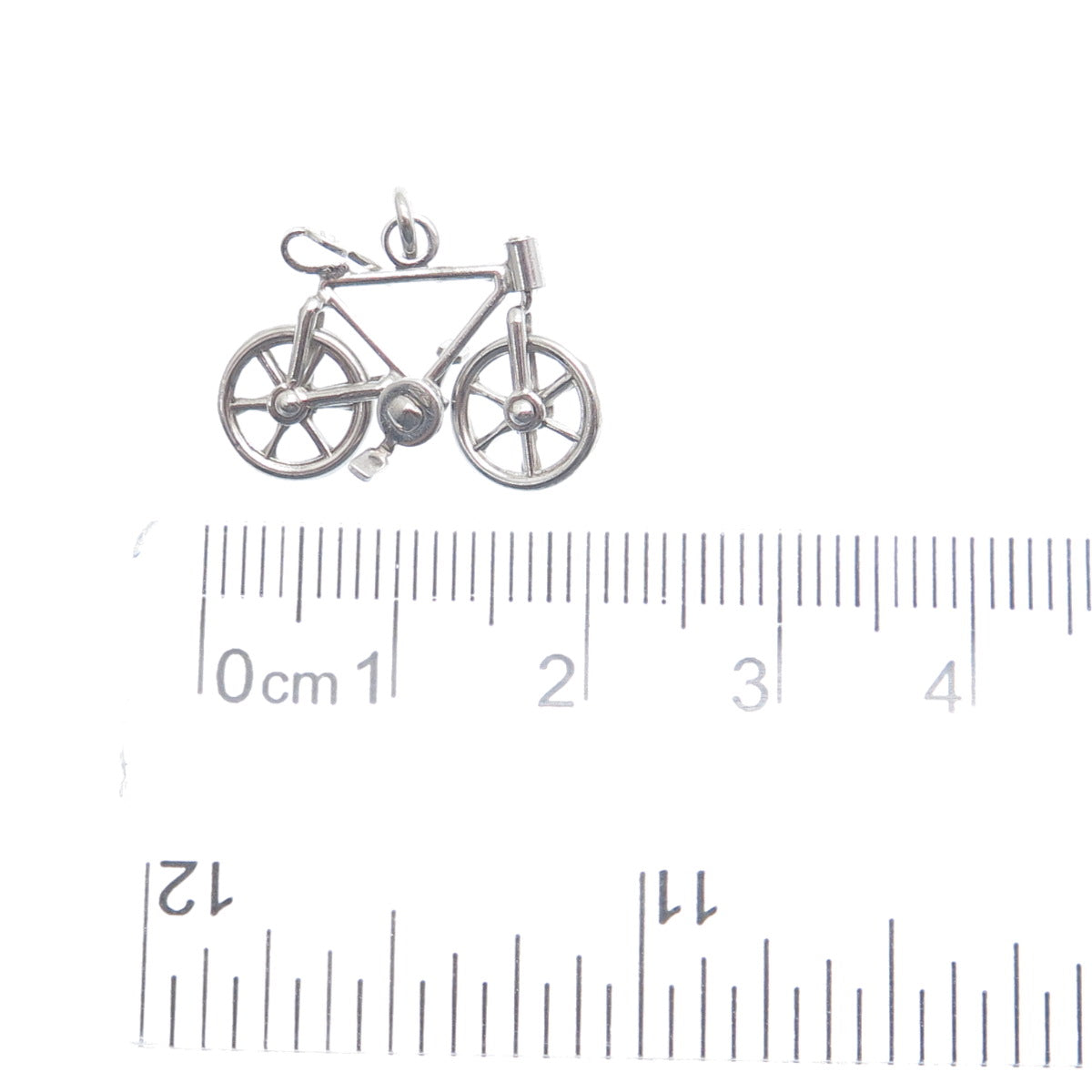 CARL ART 925 Sterling Silver Antique Art Deco Bicycle Minimalist Charm Pendant