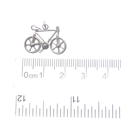 CARL ART 925 Sterling Silver Antique Art Deco Bicycle Minimalist Charm Pendant