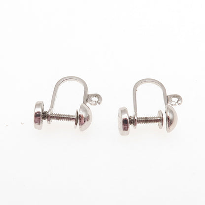 925 Sterling Silver Antique Art Deco Charm Holder Screw Back Earrings