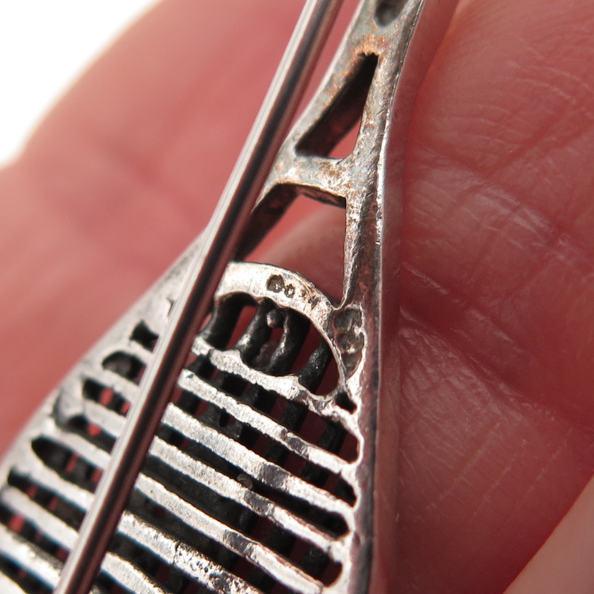 Boma 925 Sterling Silver Vintage Tennis Racket Oxidized Pin Brooch